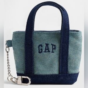 GAP Logo Tote Light Denim Keychain Charm. New
